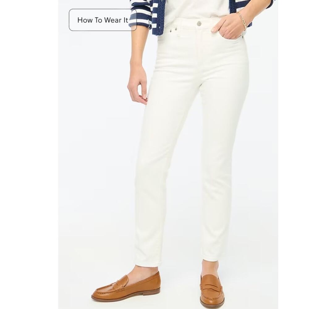 NWT J.Crew Essential Straight White Jean in All-Day Stretch‎ Size 28